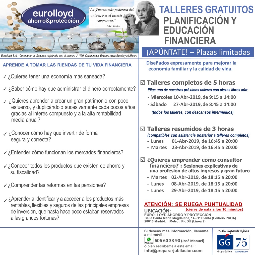 Preparar Jubilación - Talleres Gratuitos de Educación Financiera - Abril de 2019
