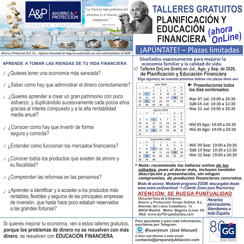 Preparar Jubilación - Talleres Gratuitos de Educación Financiera - Julio, Agosto y Septiembre de 2026