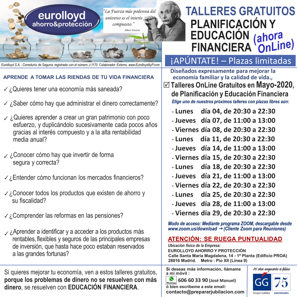 Preparar Jubilación - Talleres Gratuitos de Educación Financiera - Mayo de 2020