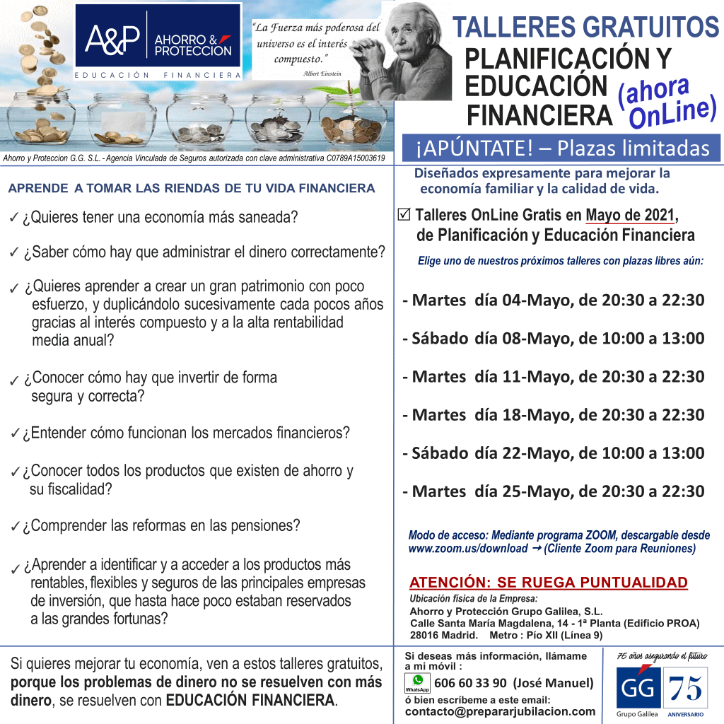 Preparar Jubilación - Talleres Gratuitos de Educación Financiera - Mayo de 2021