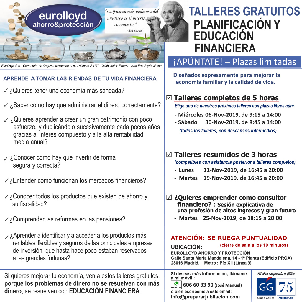 Preparar Jubilación - Talleres Gratuitos de Educación Financiera - Noviembre de 2019