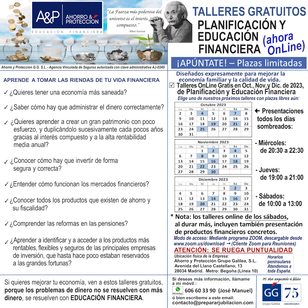 Preparar Jubilación - Talleres Gratuitos de Educación Financiera - Octubre, Noviembre y Diciembre de 2023