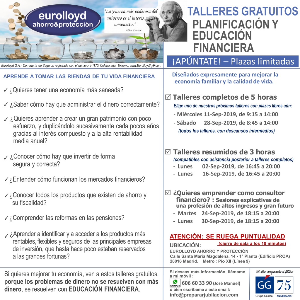 Preparar Jubilación - Talleres Gratuitos de Educación Financiera - Septiembre de 2019