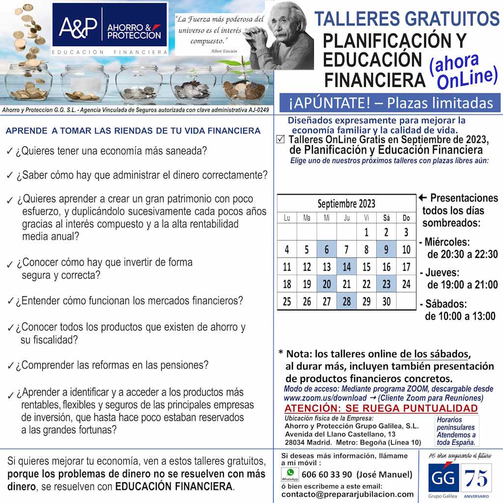 Preparar Jubilación - Talleres Gratuitos de Educación Financiera - Septiembre de 2023